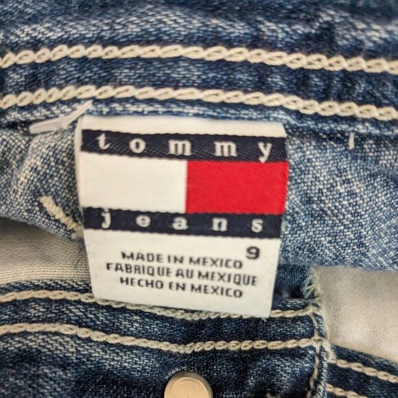 Vintage Y2K Tommy Hilfiger Carpenter Jeans Blue 9 Wide Leg Red Denim Utility - Picture 13 of 15